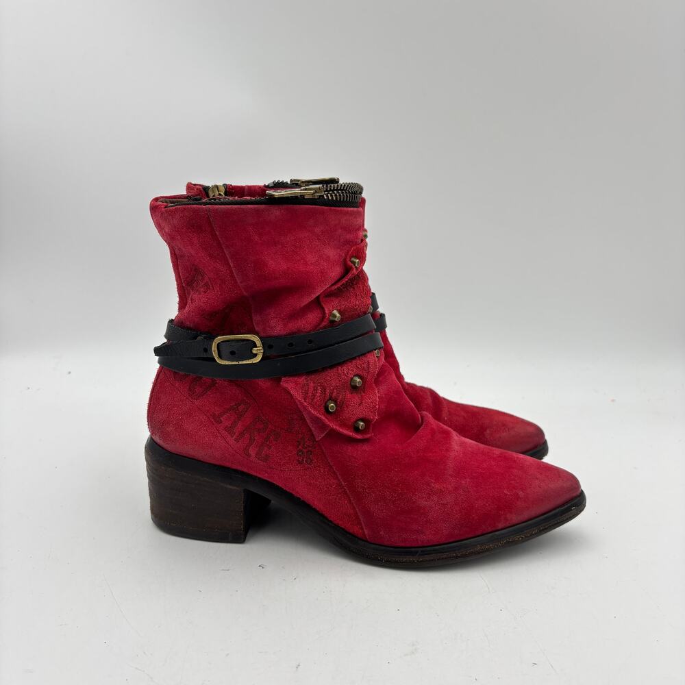 A.S.98 Hercegovina Buckle Zip Studded Suede Boots Women's 39 US 9 - Picture 3 of 14